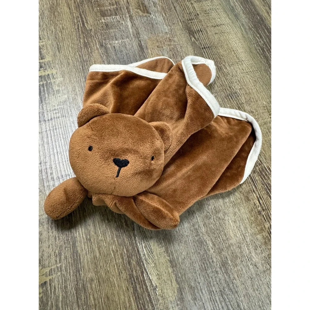 Brown Teddy Bear Plush Lovey Security Blanket Soft Velvety Infant Snuggler 14x14